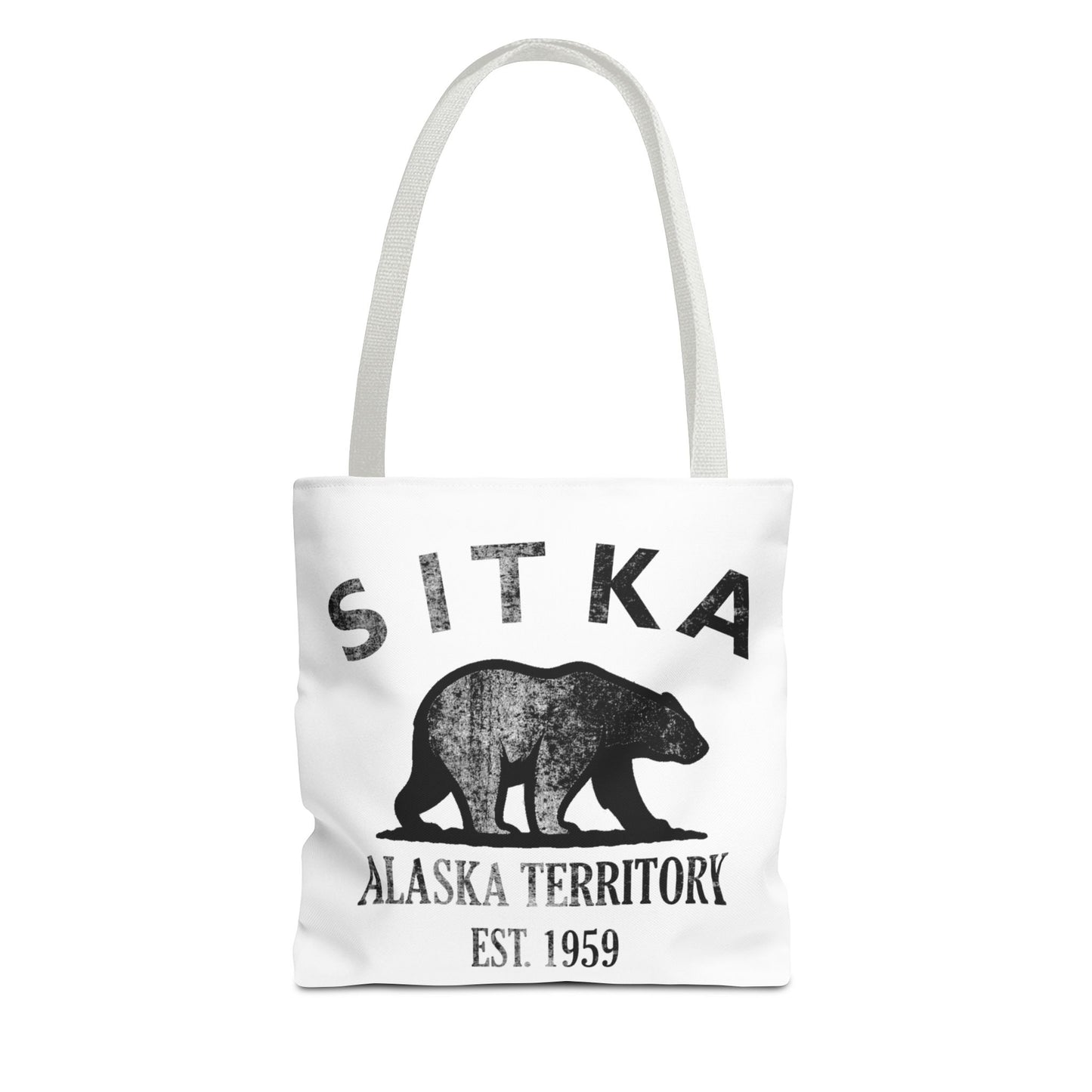Sitka Alaska Vintage Retro Light Canvas Tote - Black Logo