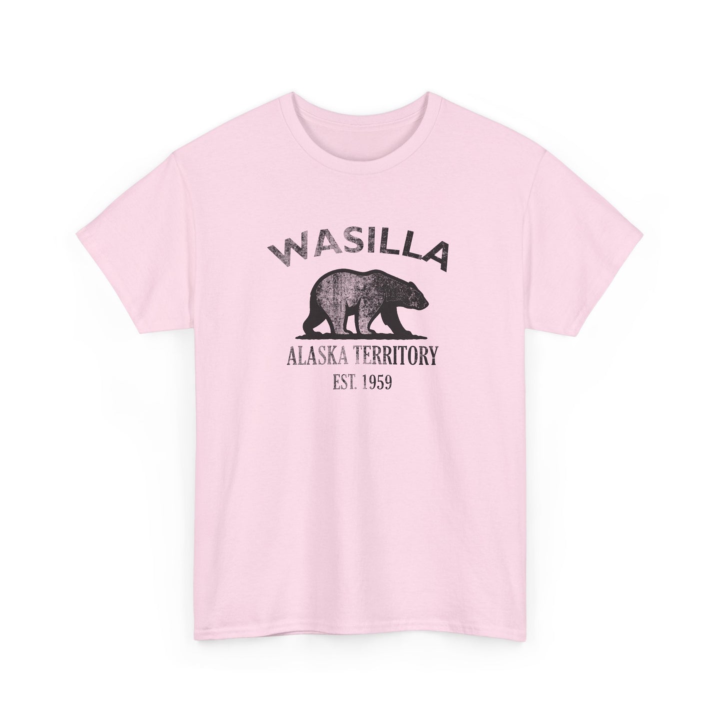 Wasilla Alaska Vintage Retro Unisex Heavy Cotton Tee - Black Logo