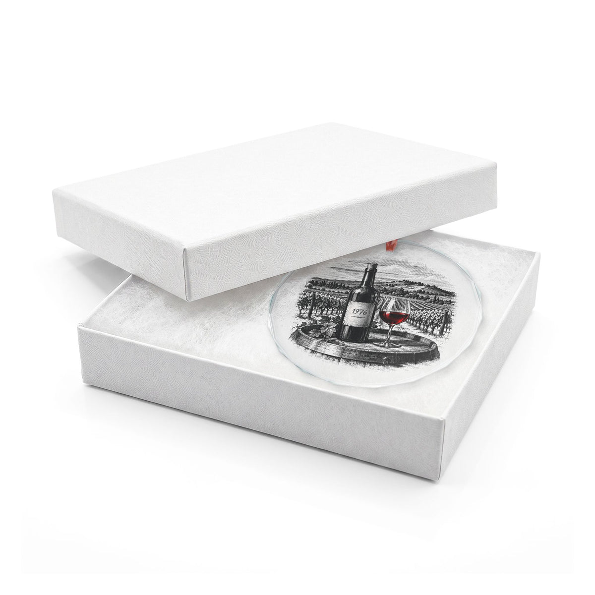Napa California Holiday Ornament, The 1976 Bottle, Crystal Glass Ornament in White Gift Box