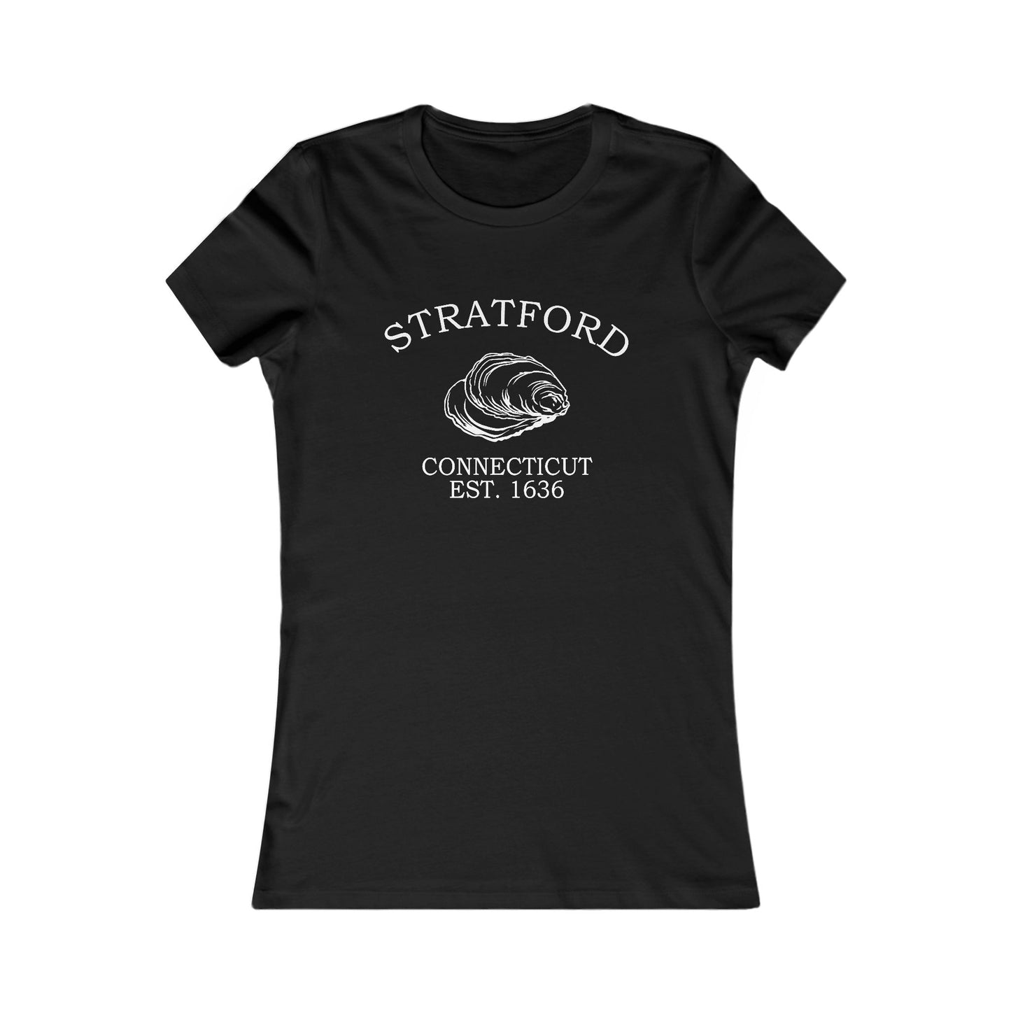 Stratford Connecticut Vintage Retro Womens Fitted Ringspun Cotton Tee - White Logo