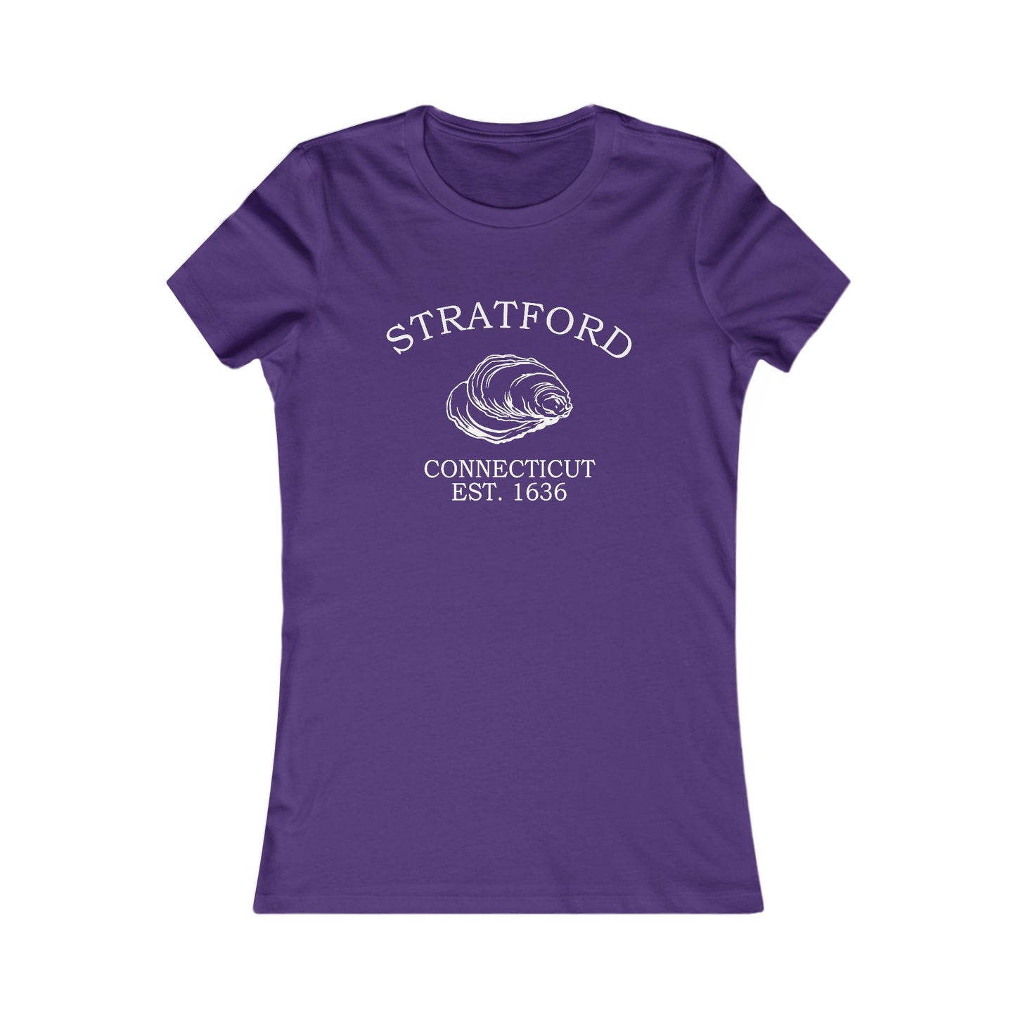 Stratford Connecticut Vintage Retro Womens Fitted Ringspun Cotton Tee - White Logo