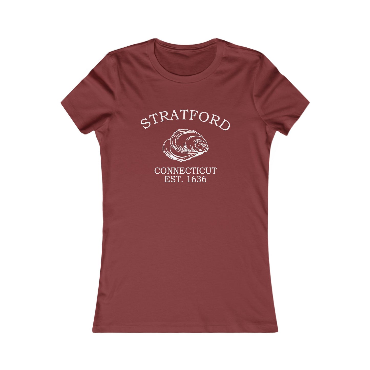 Stratford Connecticut Vintage Retro Womens Fitted Ringspun Cotton Tee - White Logo