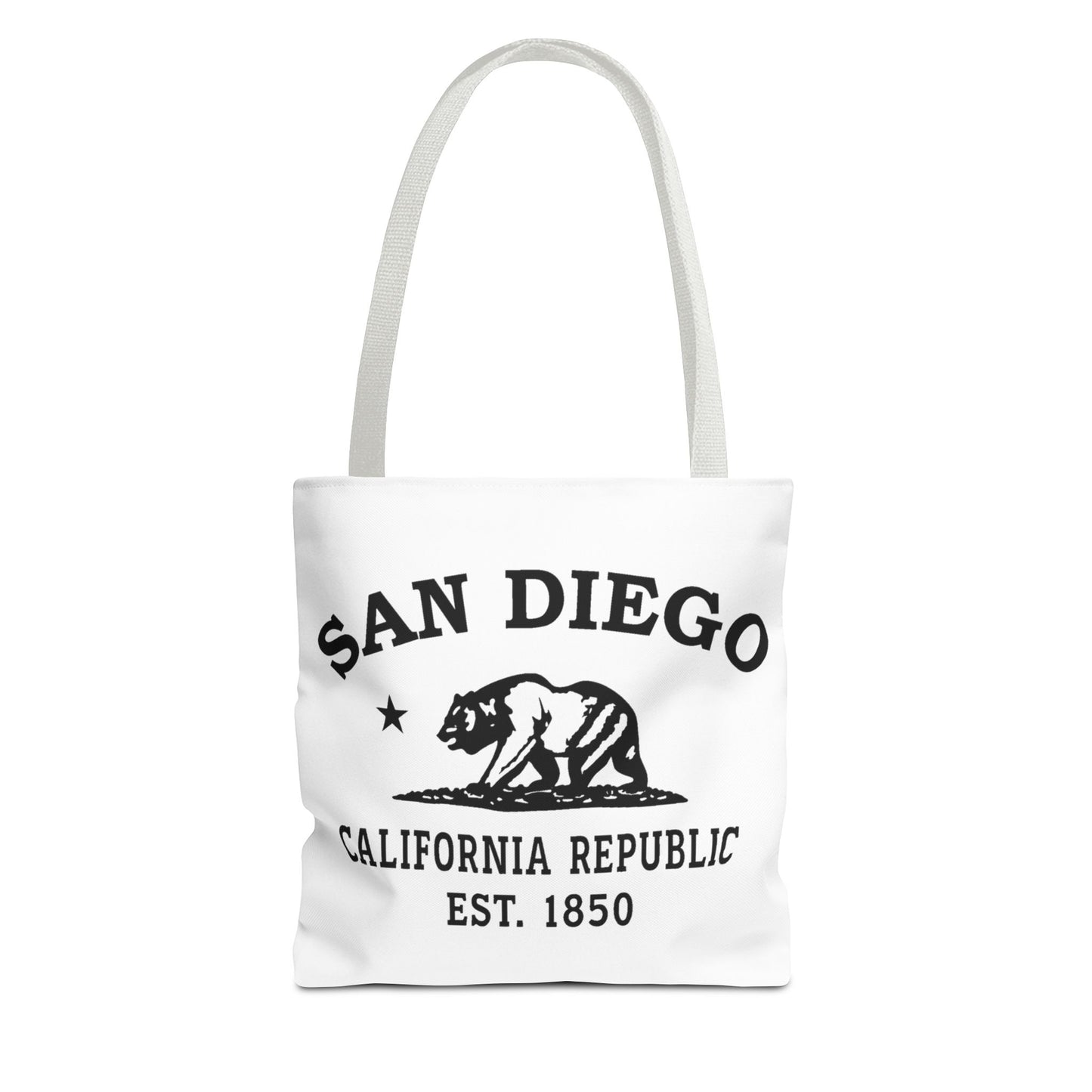 San Diego California Vintage Retro Light Canvas Tote - Black Logo