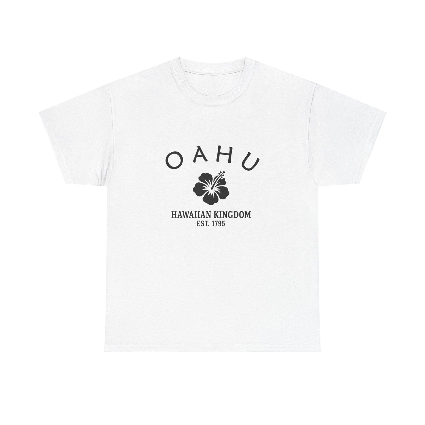 Oahu Hawaii Vintage Retro Unisex Heavy Cotton Tee - Black Logo