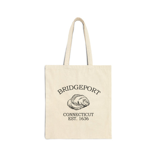 Bridgeport Connecticut Vintage Retro Cotton Canvas Tote Bag - Black Logo