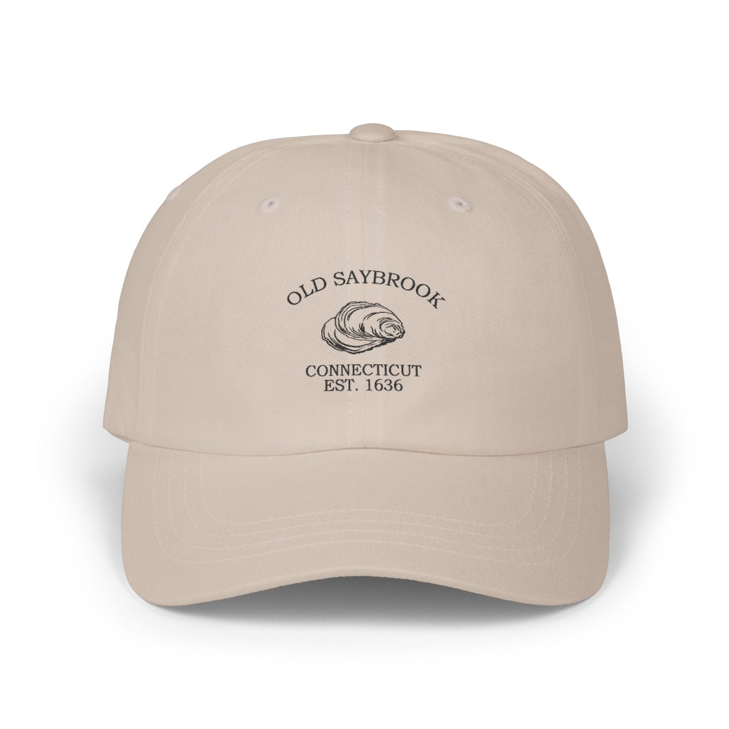 Old Saybrook Connecticut Vintage Retro Embroidered Cotton Cap - Black Logo