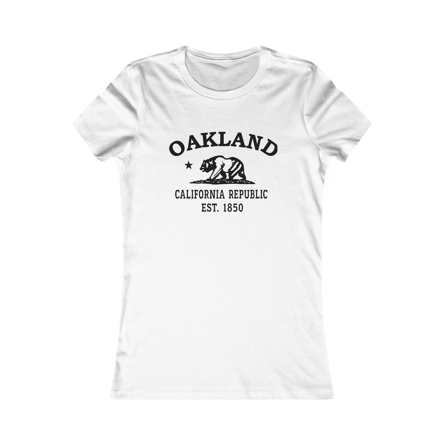 Oakland California Ringspun Cotten Fitted Vintage Retro Womens Tee - Black Logo