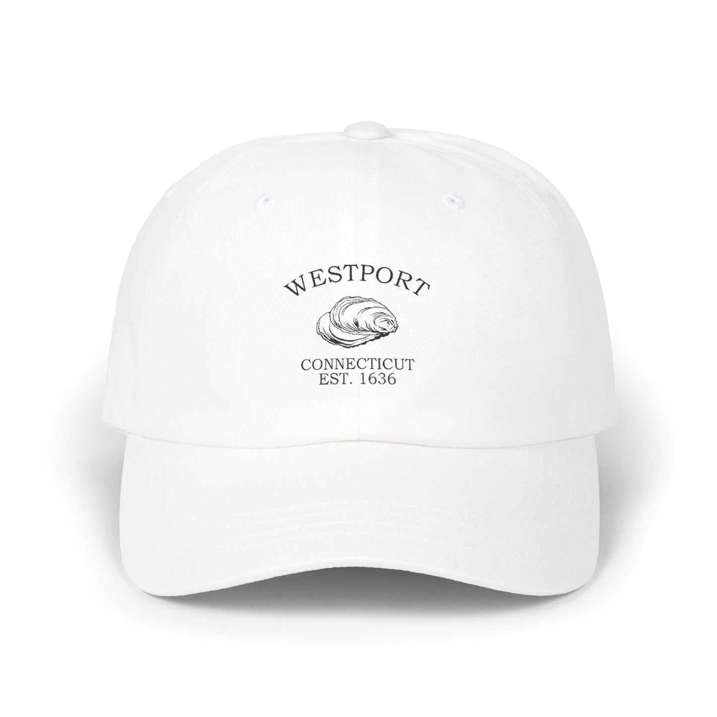 Westport Connecticut Vintage Retro Embroidered Cotton Cap - Black Logo