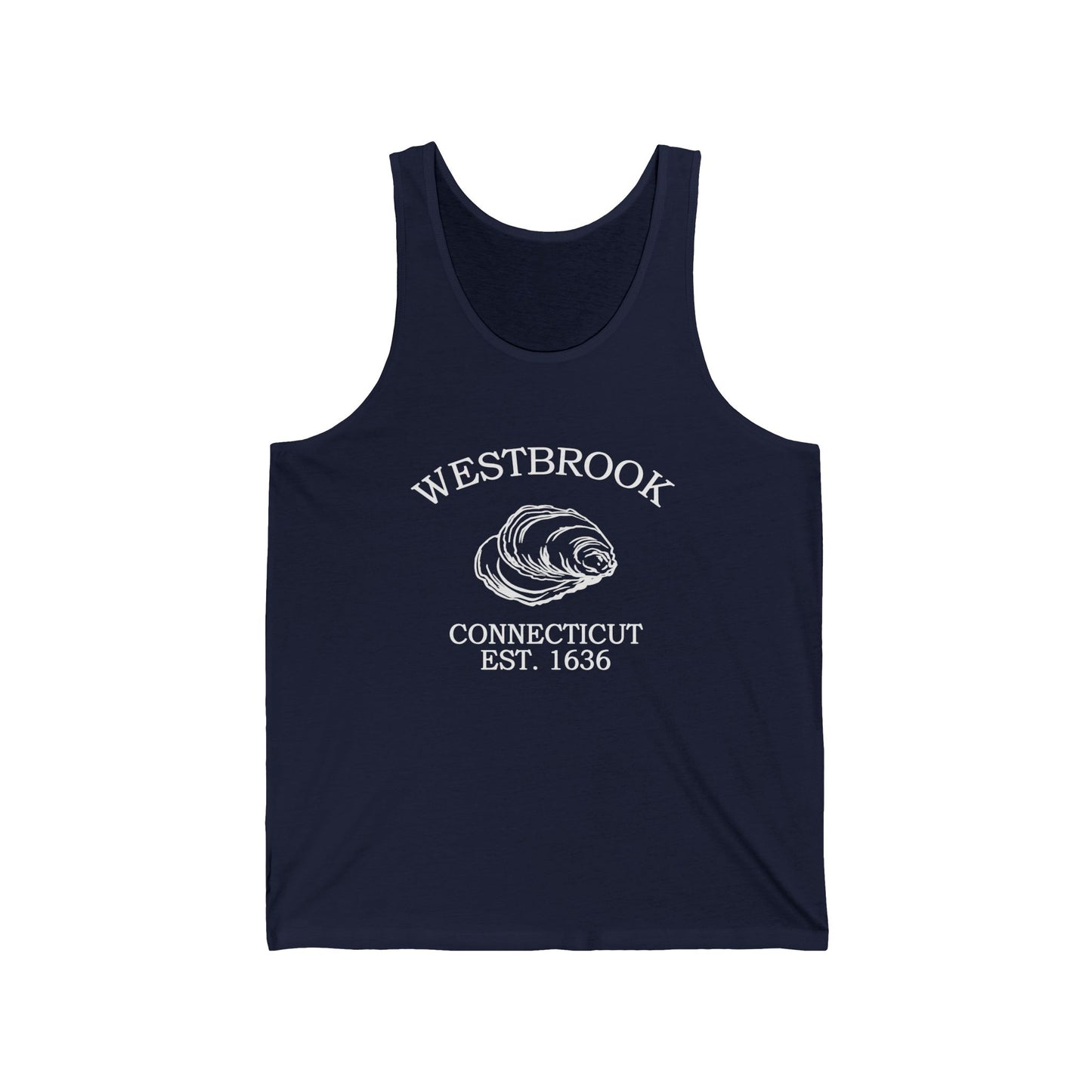 Westbrook Connecticut Vintage Retro Unisex Cotton Jersey Tank Top - White Logo