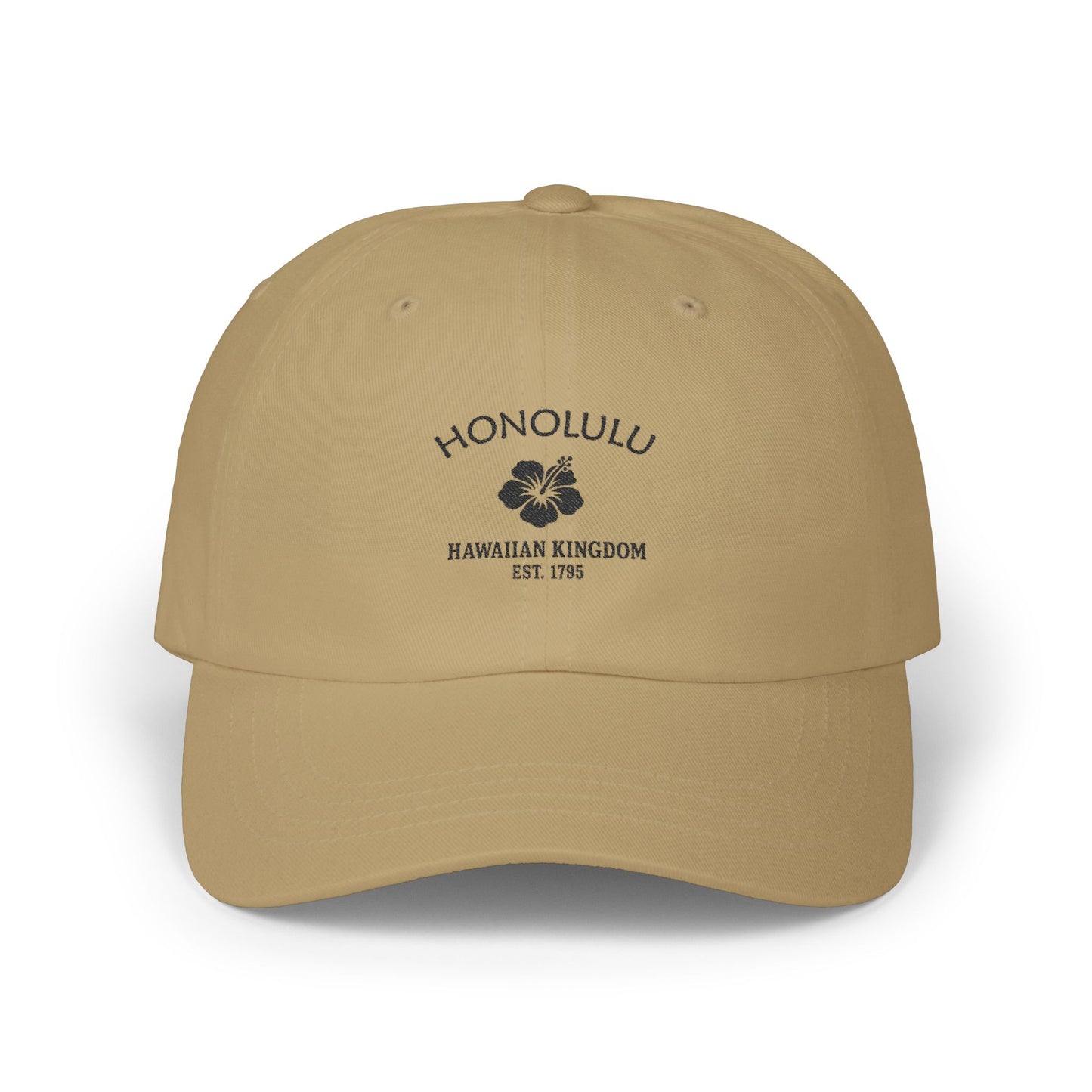Honolulu Hawaii Vintage Retro Embroidered Cotton Cap - Black Logo