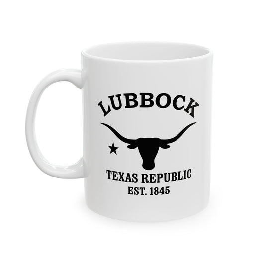 Lubbock Texas Vintage Retro Ceramic Mug - Black Logo