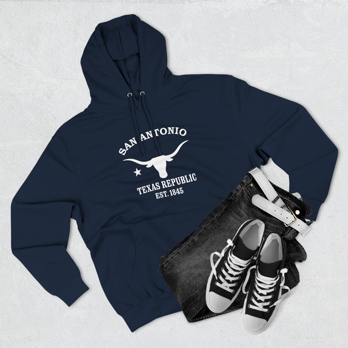 San Antonio Texas Vintage Retro Unisex Heavy Cotton Hoodie - White Logo