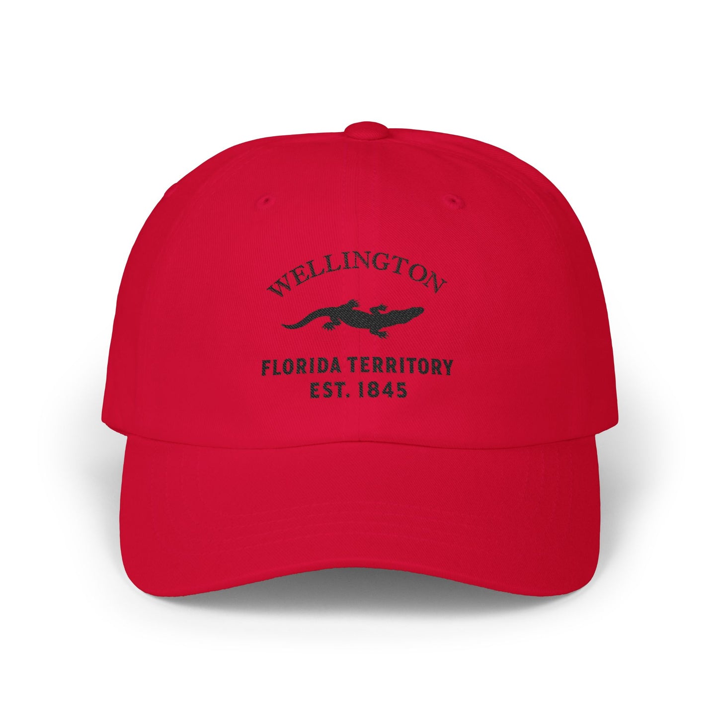 Wellington Florida Classic Embroidered Vintage Retro Cotton Cap - Black Logo