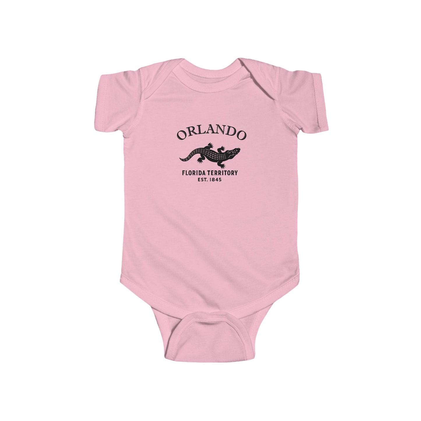 Orlando Florida Cottton Jersey Baby Bodysuit - Black Logo