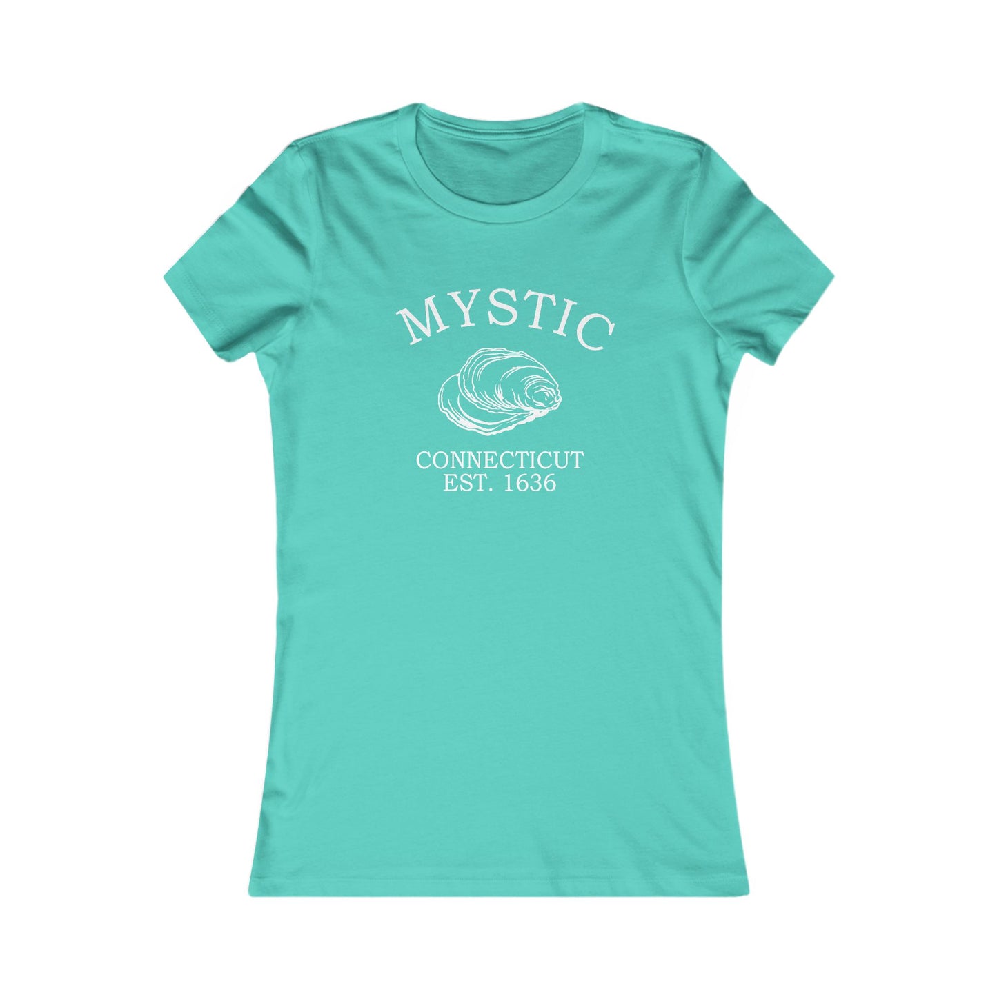 Mystic Connecticut Vintage Retro Womens Fitted Ringspun Cotton Tee - White Logo