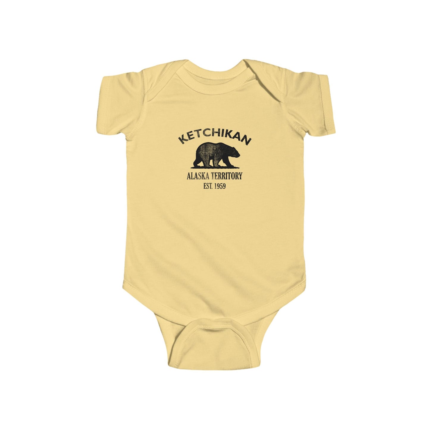 Ketchikan Alaska Vintage Retro Cotton Jersey Baby Bodysuit - Black Logo