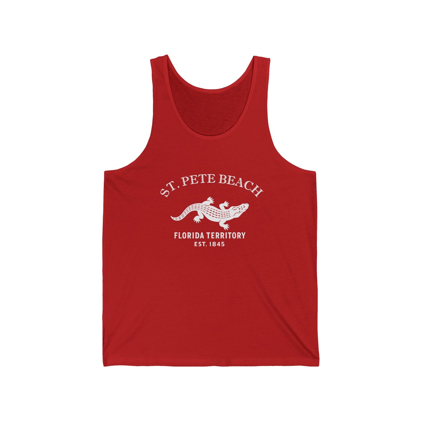 St Pete Beach Florida Vintage Retro Unisex Cotton Jersey Tank Top - White Logo