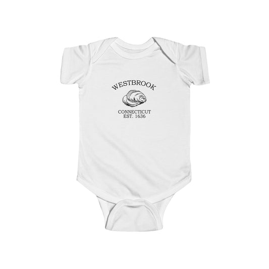 Westbrook Connecticut Vintage Retro Cotton Jersey Baby Bodysuit - Black Logo