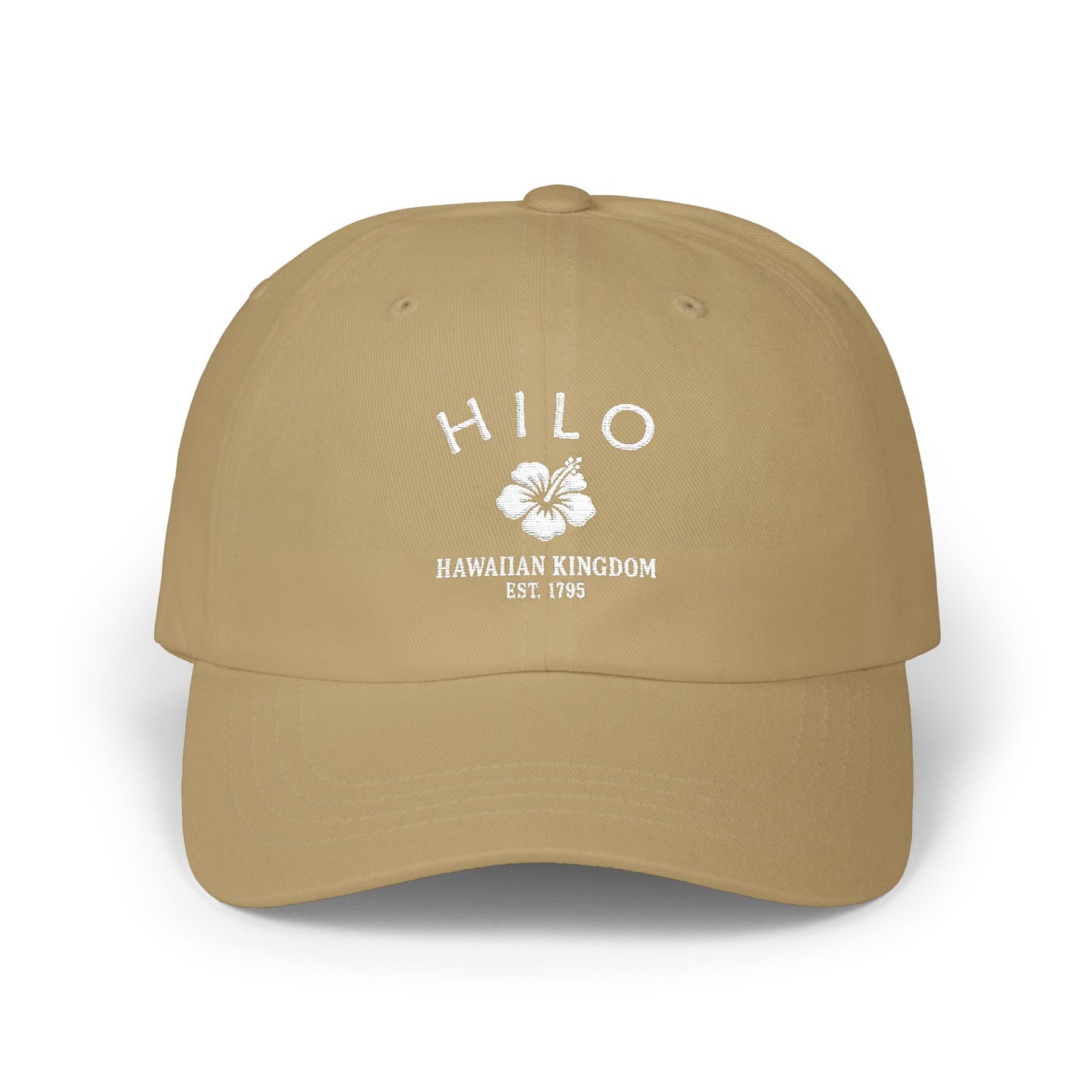 Hilo Hawaii Classic Embroidered Cotton Cap - White Logo