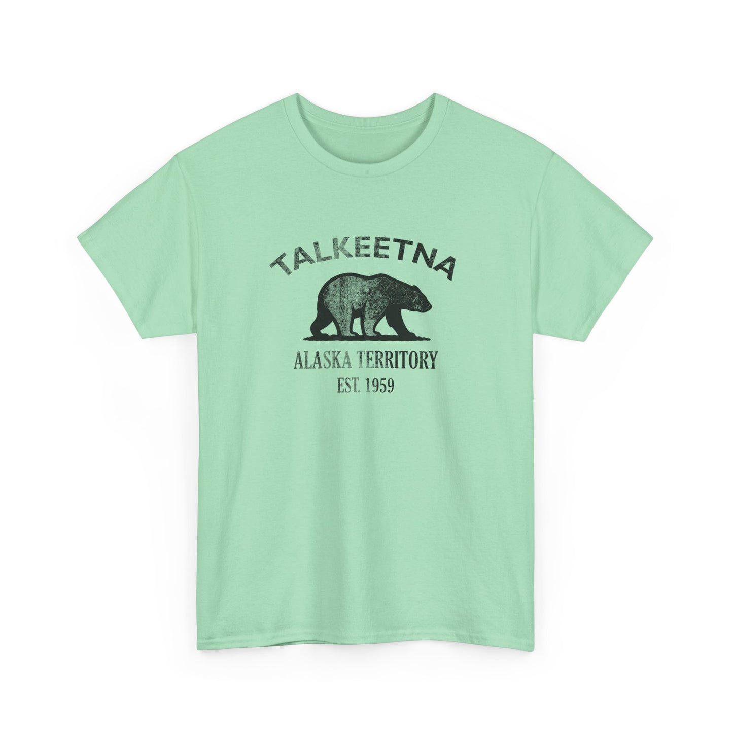 Talkeetna Alaska Vintage Retro Unisex Heavy Cotton Tee - Black Logo