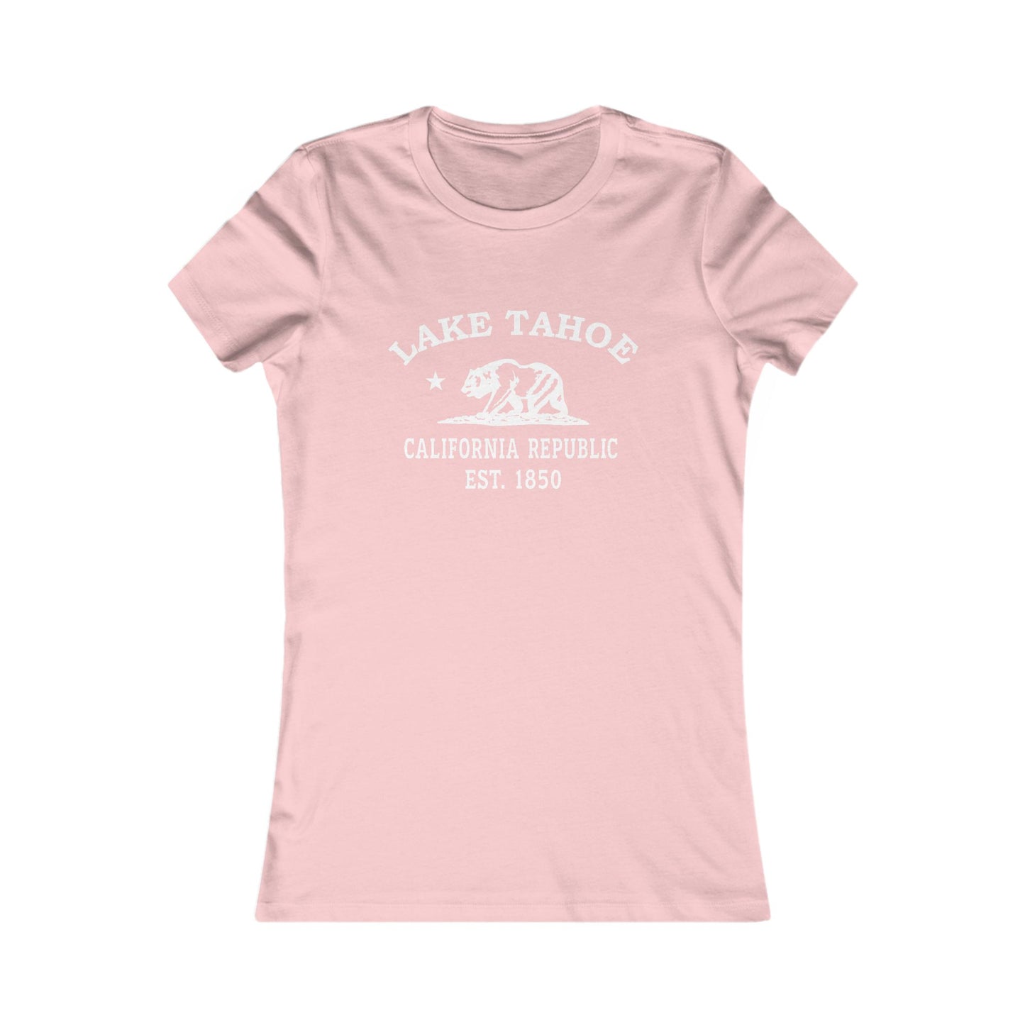 Lake Tahoe California Vintage Retro Womens Fitted Ringspun Cotton Tee - White Logo