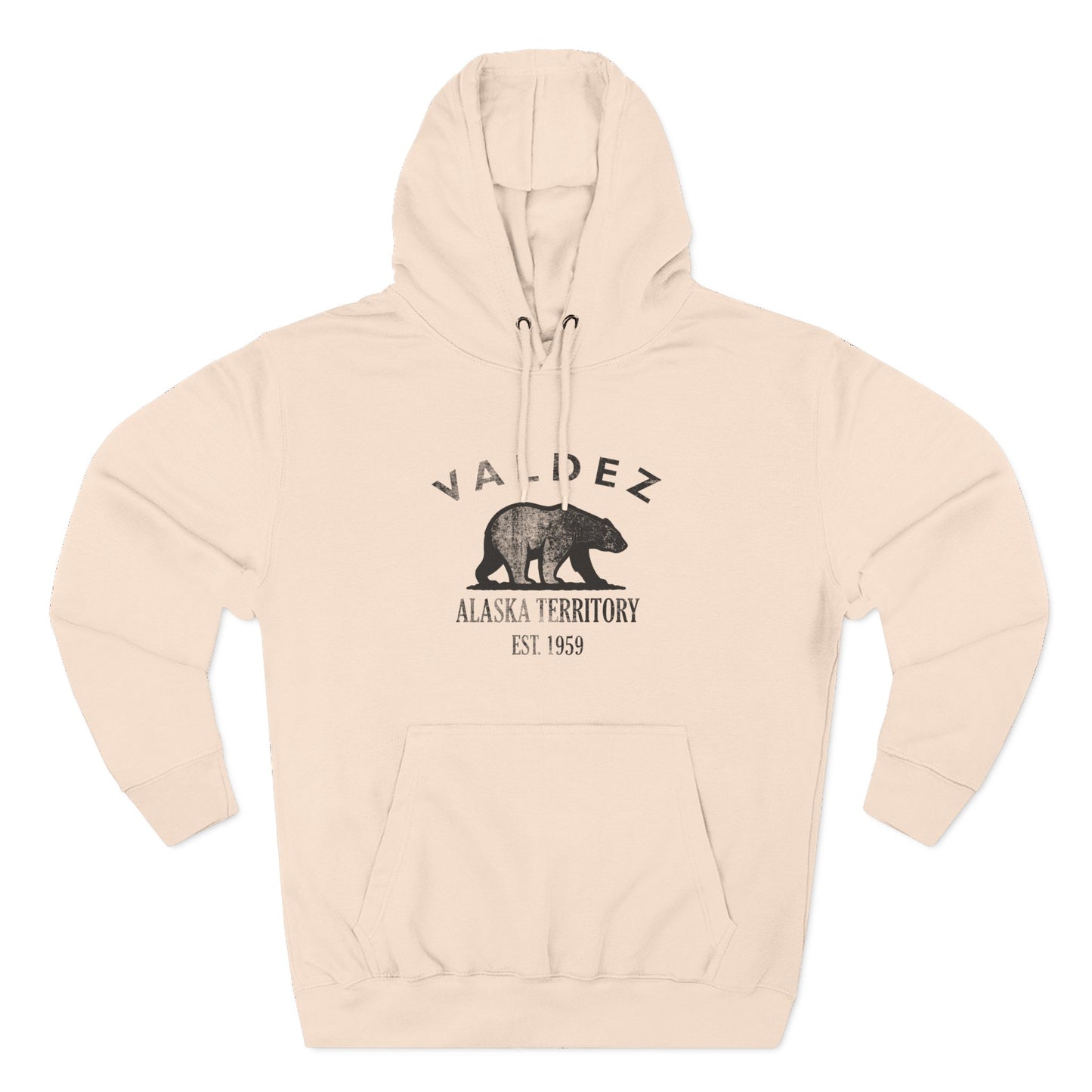 Valdez Alaska Vintage Retro Unisex Heavy Cotton Hoodie - Black Logo