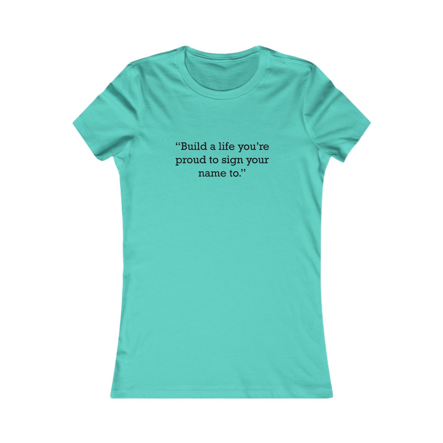 Quote 33 Build-A-Life Ringspun Cotton Fitted Vintage Retro Womens Tee - Black Logo