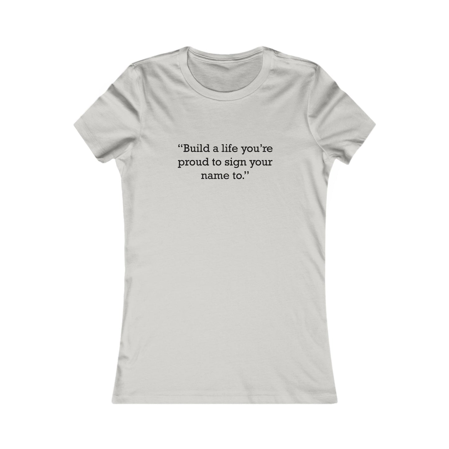 Quote 33 Build-A-Life Ringspun Cotton Fitted Vintage Retro Womens Tee - Black Logo