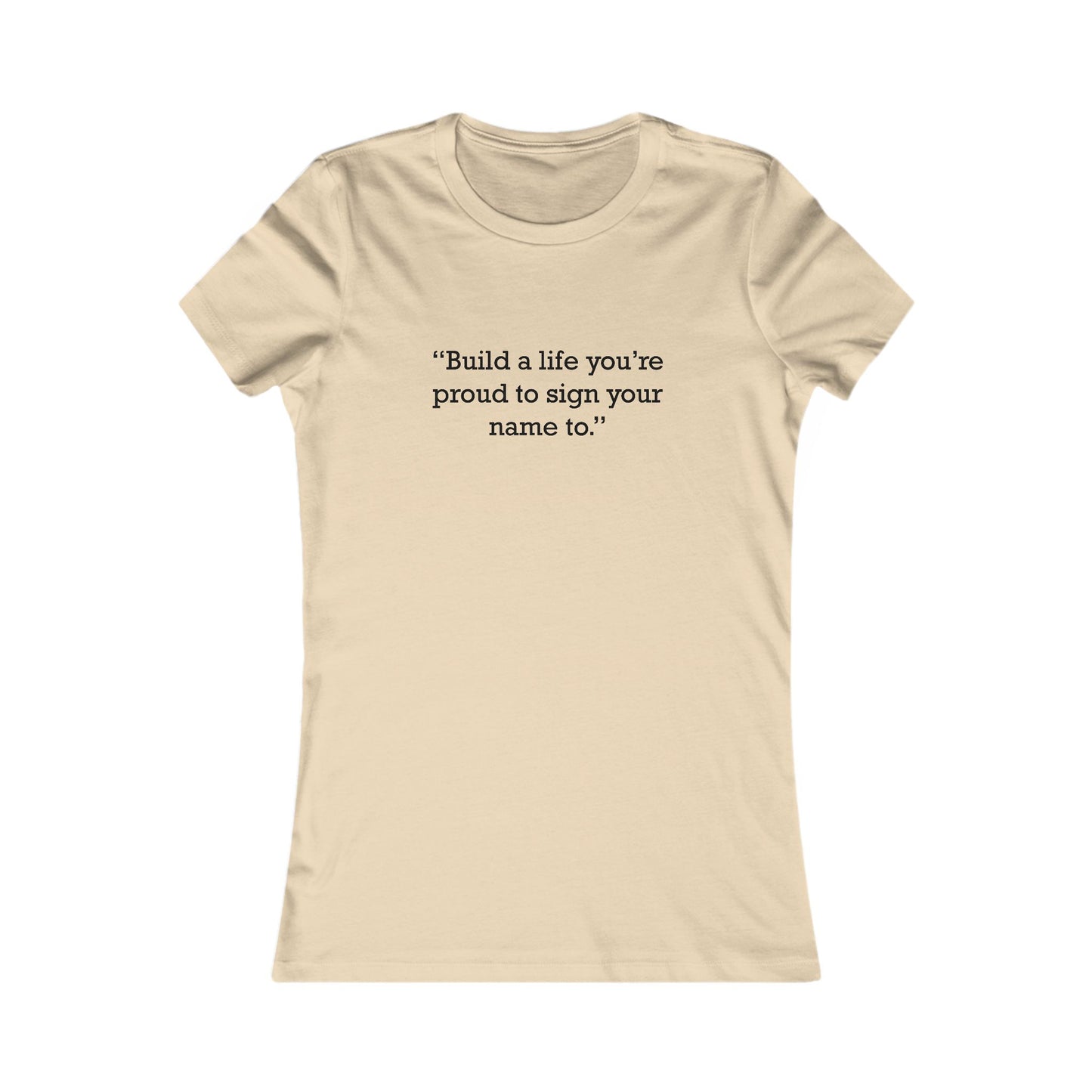 Quote 33 Build-A-Life Ringspun Cotton Fitted Vintage Retro Womens Tee - Black Logo