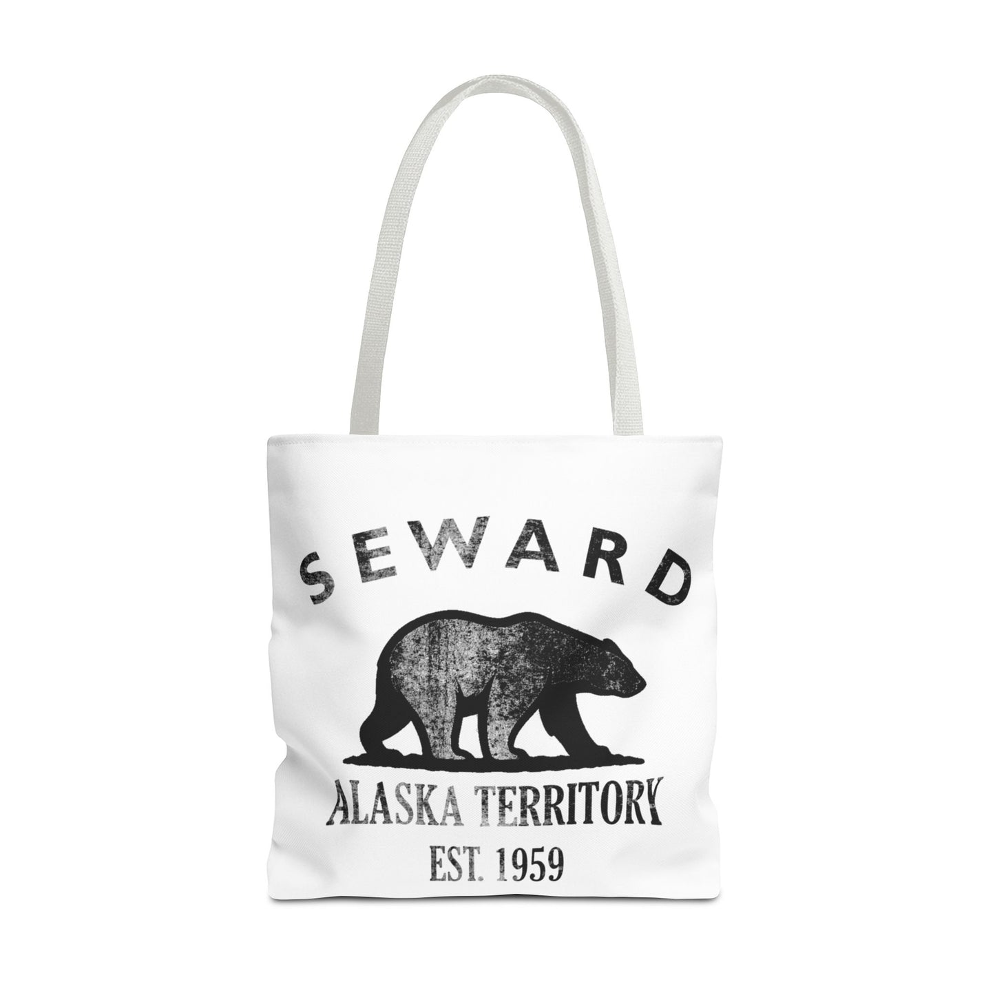 Seward Alaska Vintage Retro Light Canvas Tote - Black Logo