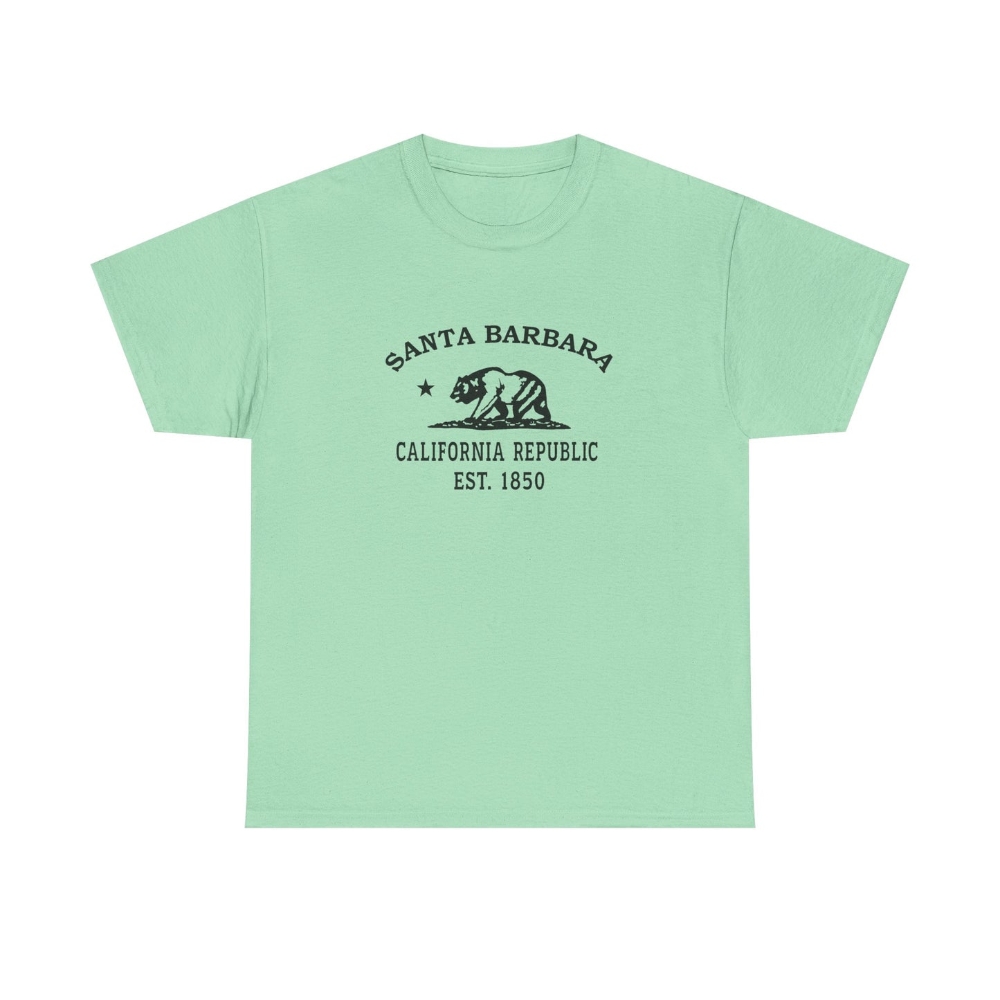 Santa Barbara California Vintage Retro Unisex Heavy Cotton Tee - Black Logo