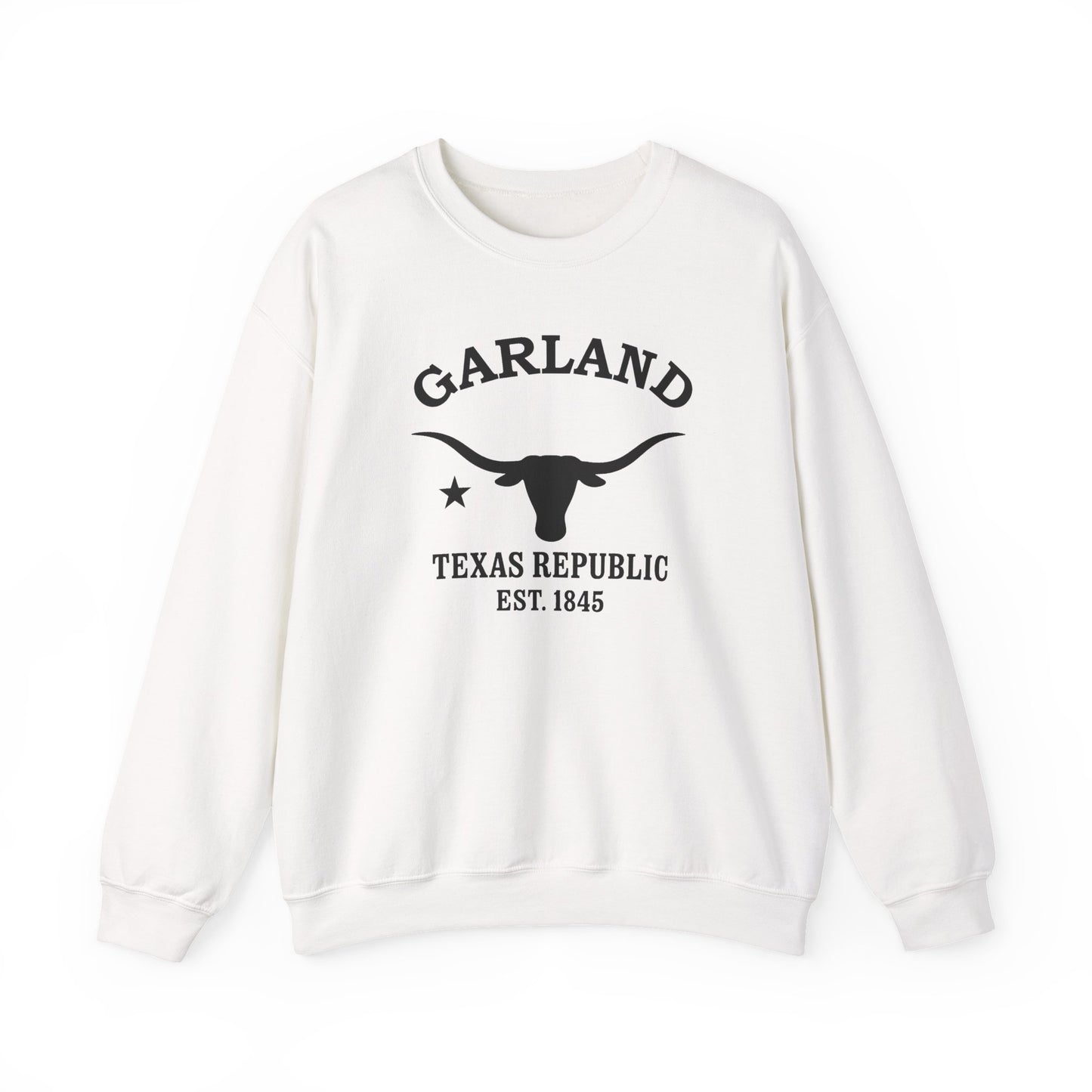 Garland Texas Vintage Retro Unisex Heavy Crewneck Sweatshirt - Black Logo