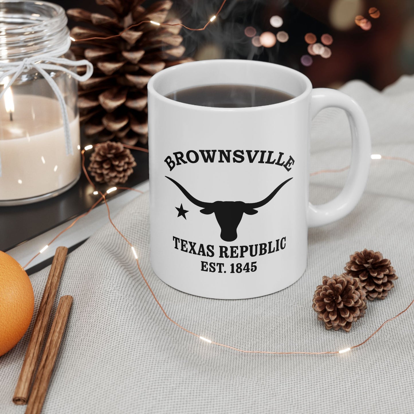 Brownsville Texas Vintage Retro Ceramic Mug - Black Logo