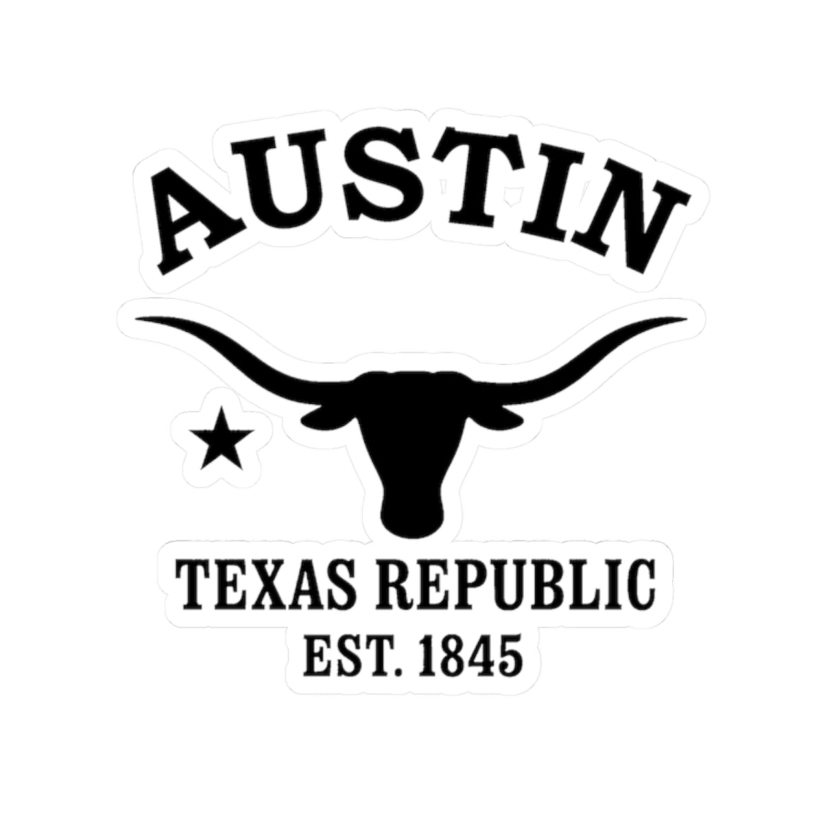 Austin Texas Vintage Retro Vinyl Sticker - Black Logo