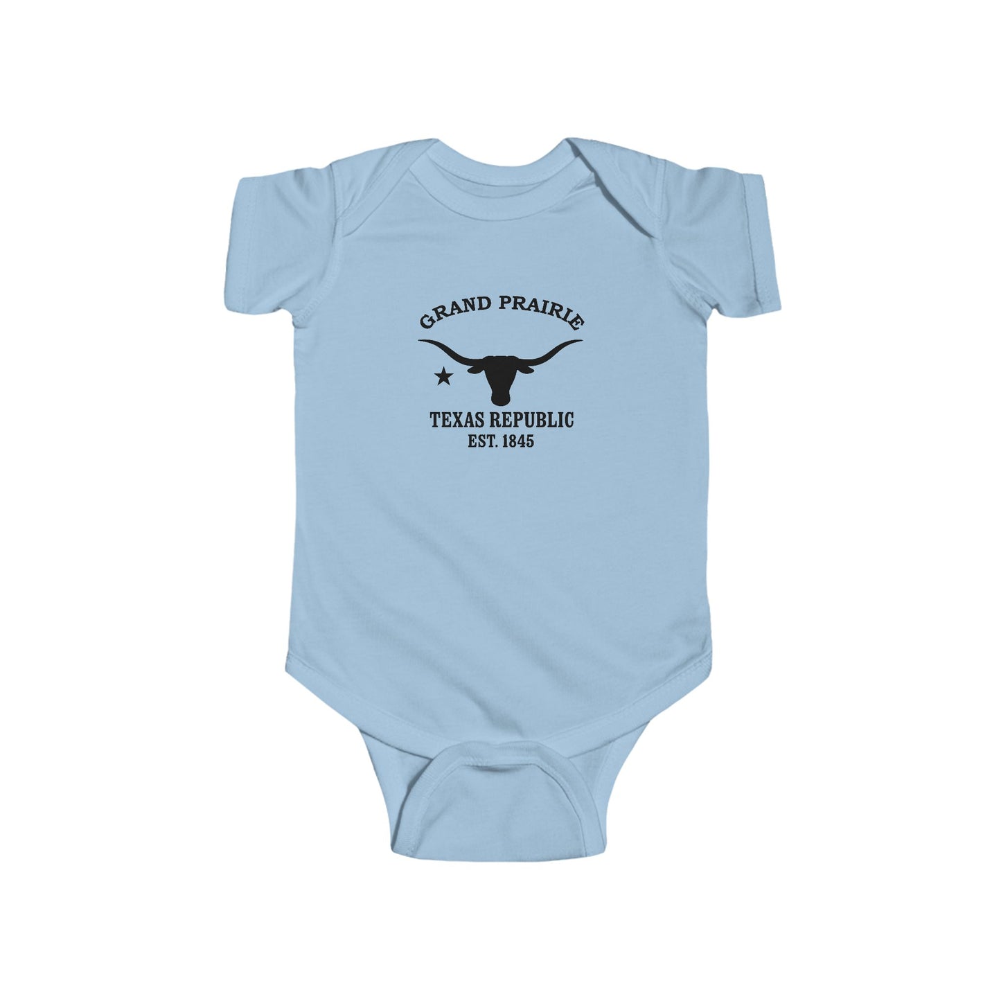 Grand Prairie Texas Vintage Retro Cotton Jersey Baby Bodysuit - Black Logo