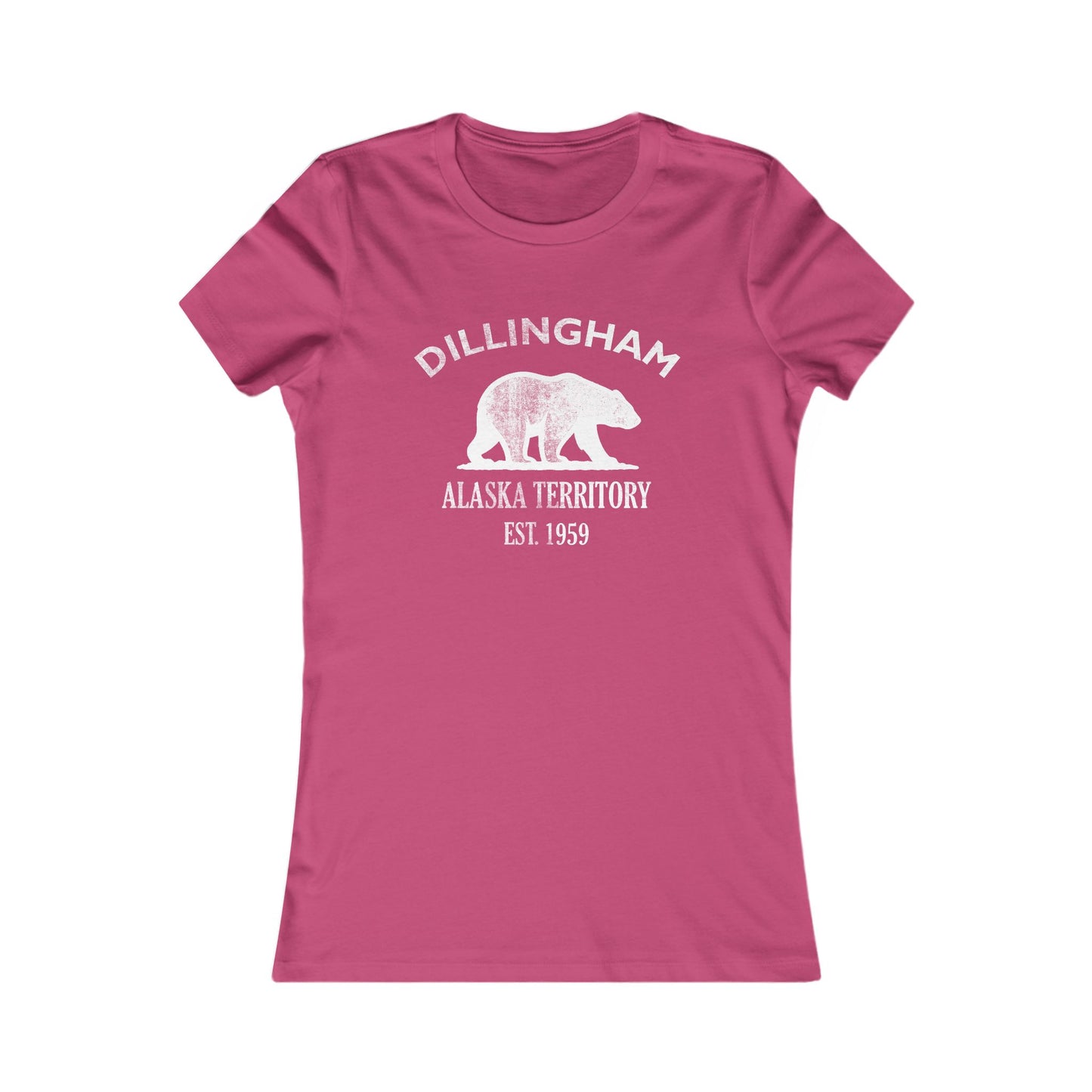 Dillingham Alaska Vintage Retro Womens Fitted Ringspun Cotton Tee - White Logo