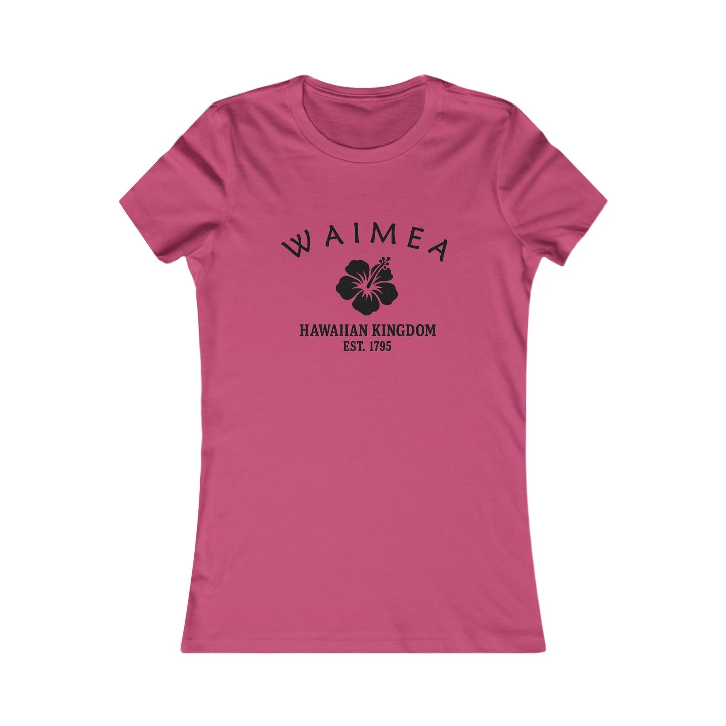 Waimea Hawaii Ringspun Cotten Fitted Vintage Retro Womens Tee - Black Logo