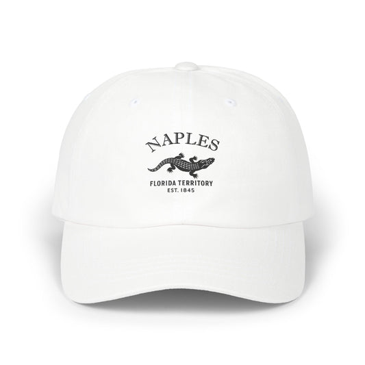 Naples Florida Vintage Retro Embroidered Cotton Cap - Black Logo