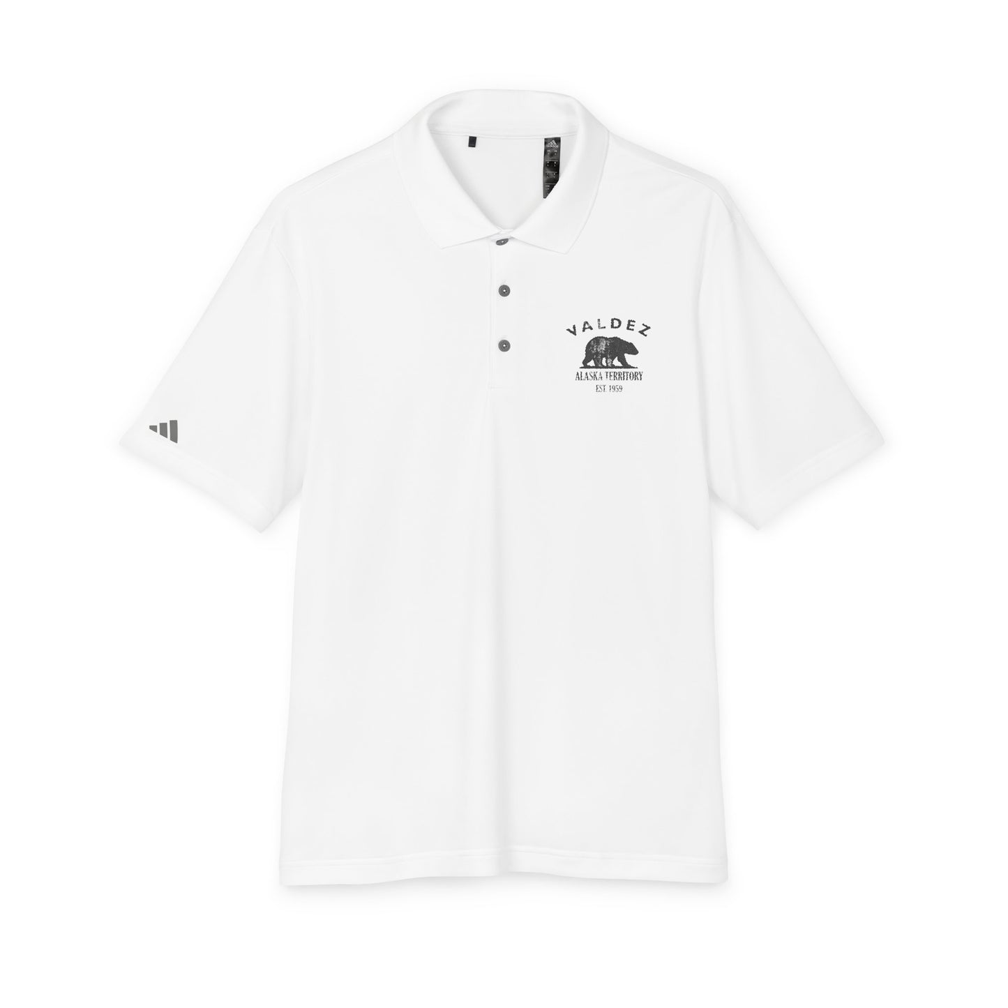 Valdez Alaska Vintage Retro Embroidered Performance Polo Shirt - Black Logo