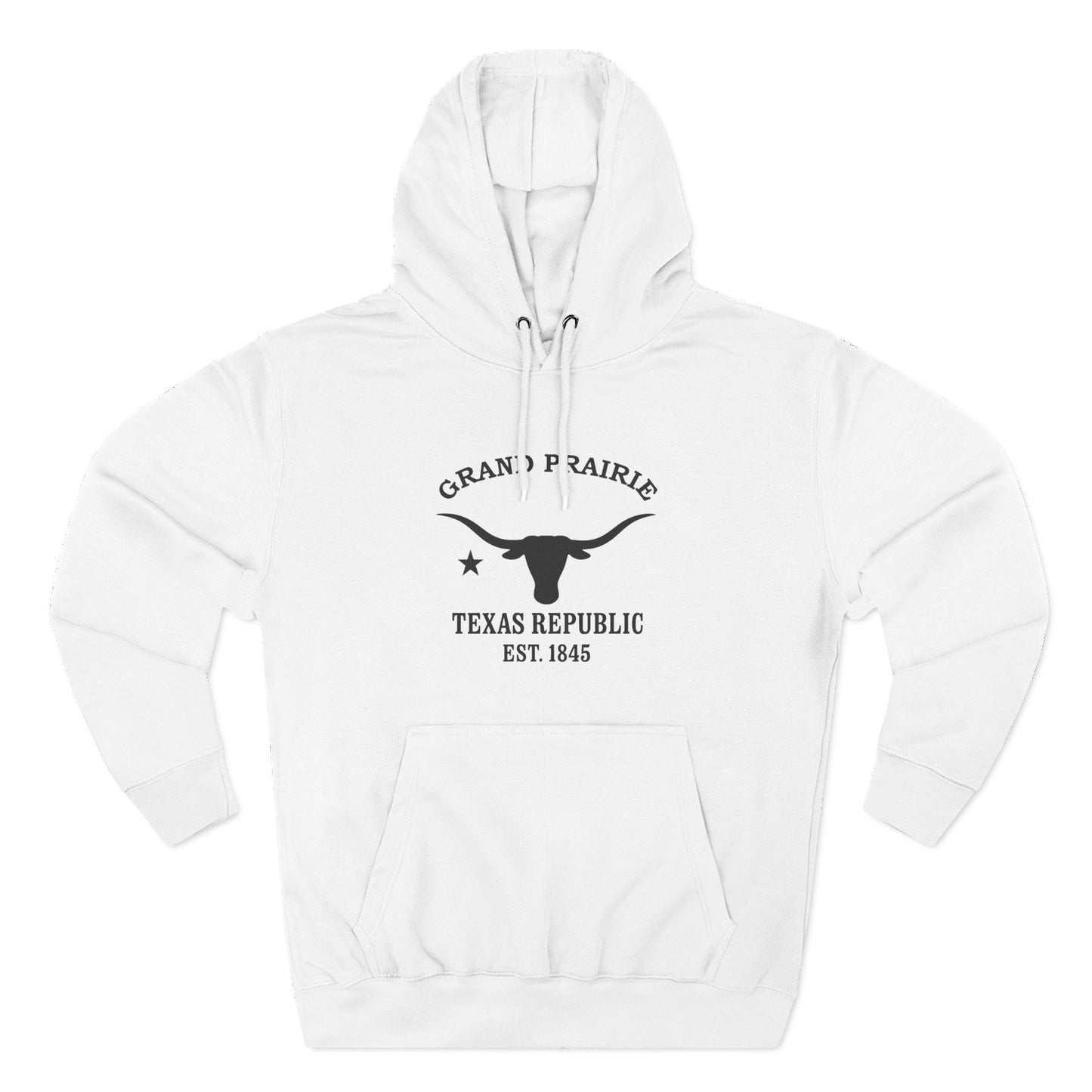 Grand Prairie Texas Vintage Retro Unisex Heavy Cotton Hoodie - Black Logo