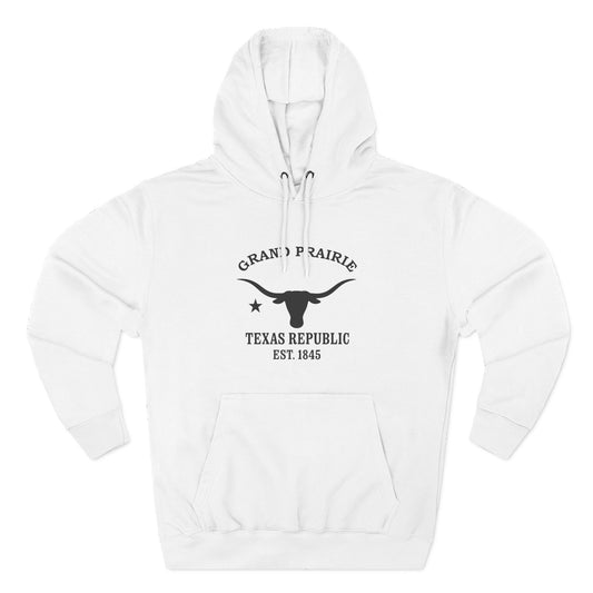 Grand Prairie Texas Vintage Retro Unisex Heavy Cotton Hoodie - Black Logo