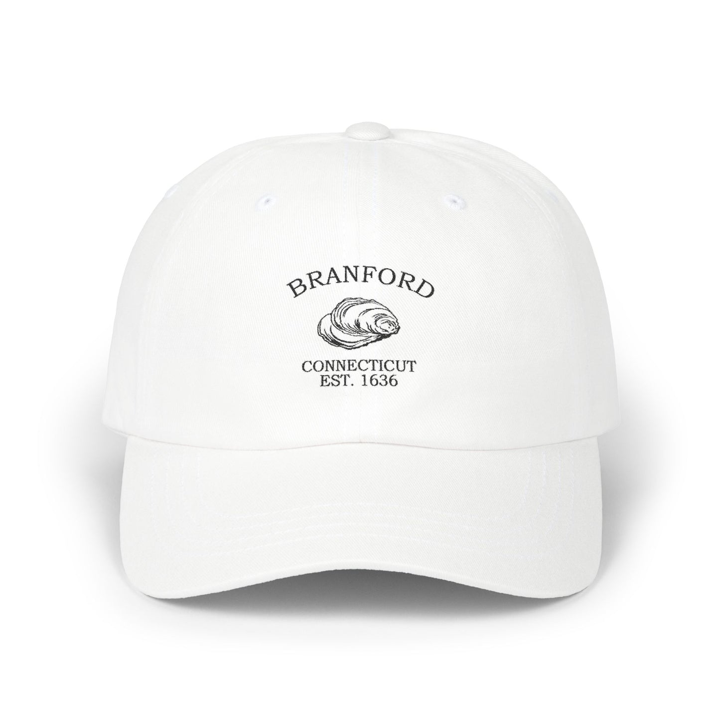 Branford Connecticut Vintage Retro Embroidered Cotton Cap - Black Logo