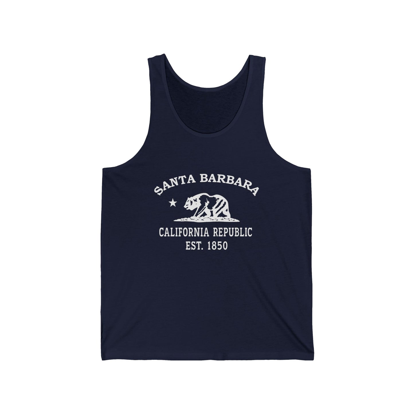 Santa Barbara California Unisex Cotton Jersey Tank Top - White Logo