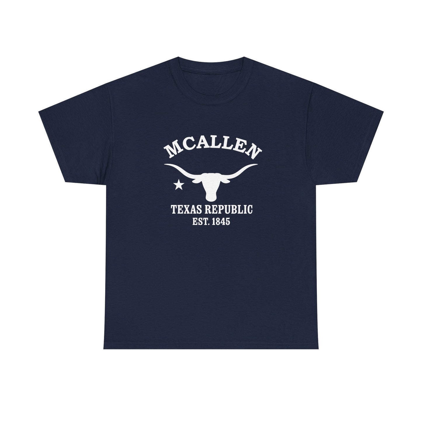 McAllen Texas Vintage Retro Unisex Heavy Cotton Tee - White Logo