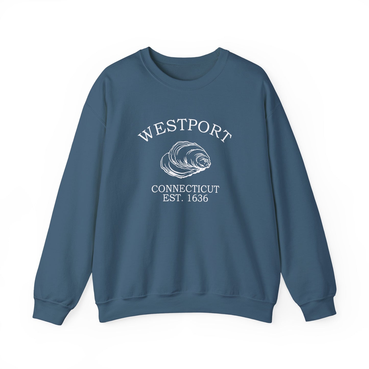 Westport Connecticut Vintage Retro Unisex Heavy Crewneck Sweatshirt - White Logo