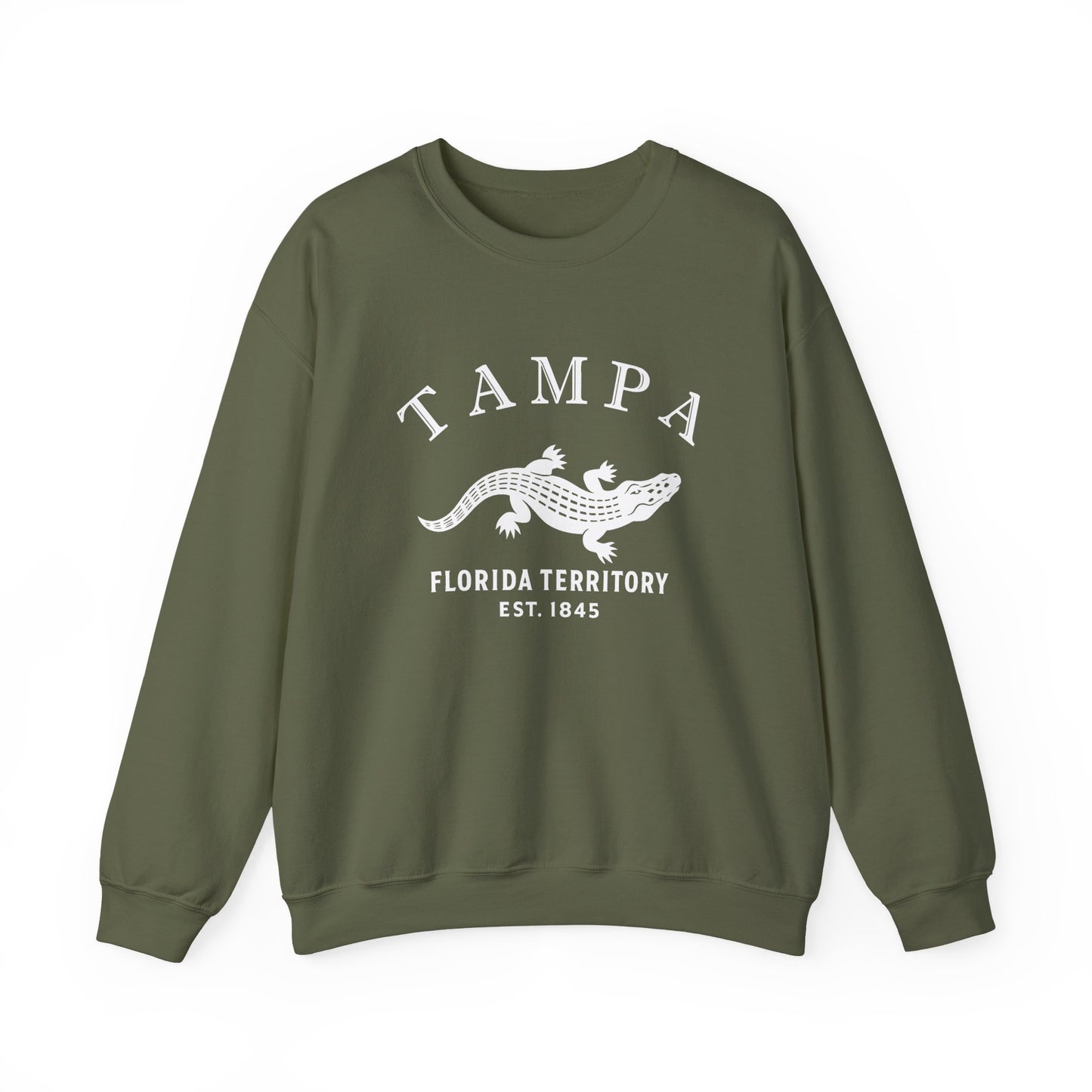 Tampa Florida Vintage Retro Unisex Heavy Crewneck Sweatshirt - White Logo