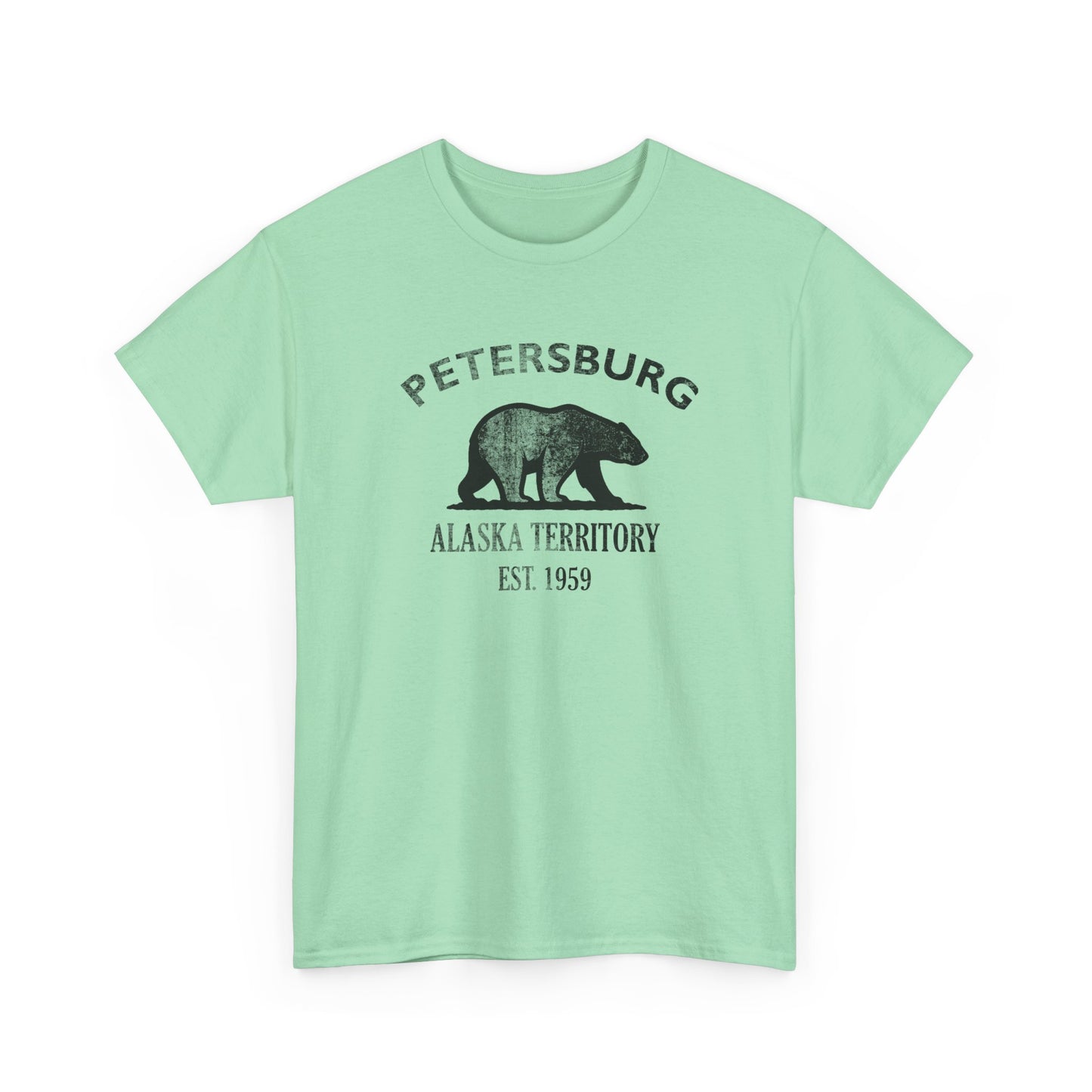 Petersburg Alaska Vintage Retro Unisex Heavy Cotton Tee - Black Logo