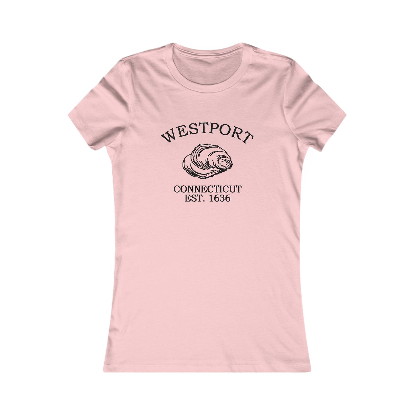 Westport Connecticut Vintage Retro Womens Fitted Ringspun Cotton Tee - Black Logo