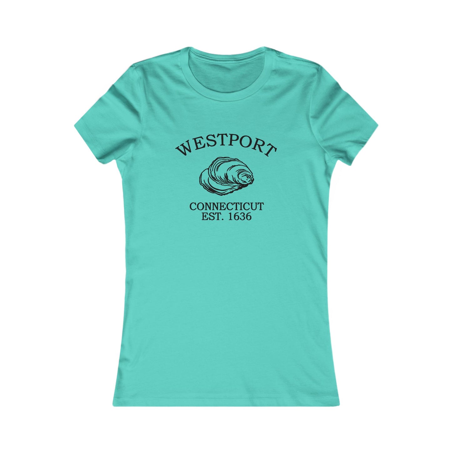 Westport Connecticut Vintage Retro Womens Fitted Ringspun Cotton Tee - Black Logo