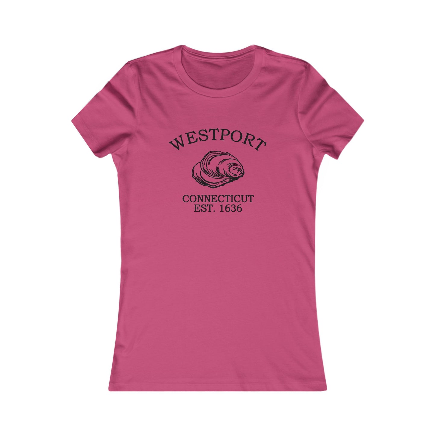 Westport Connecticut Vintage Retro Womens Fitted Ringspun Cotton Tee - Black Logo